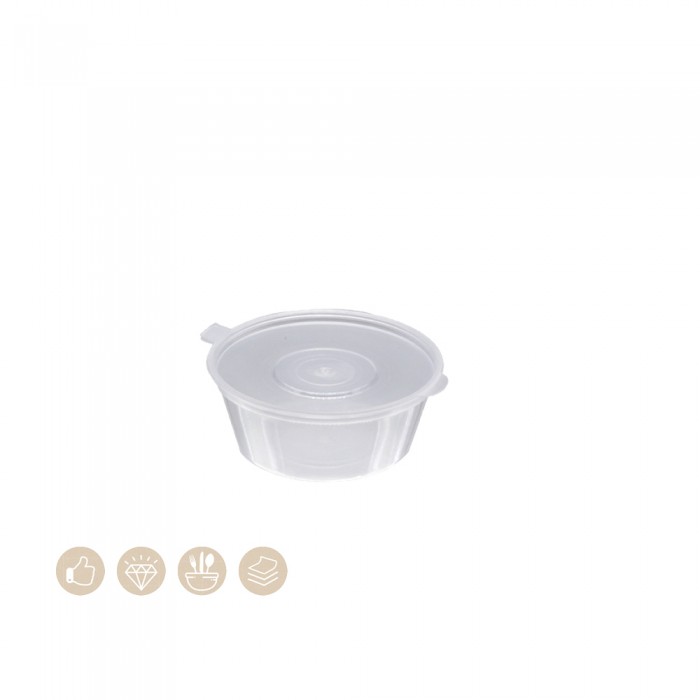 BIO Dressingbecher - Saucenbecher mit anhängendem Deckel 60 ml, 124-01-0007