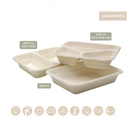 BIO Siegelschale eckig für Kaltes und Warmes aus Zellulose, 108-01-0130 108-01-0131 108-01-0132
