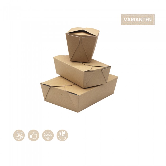 BIO Foodbox mit Klappdeckel eckig aus Papier 105-02-0044, 105-02-0047, 105-02-0049