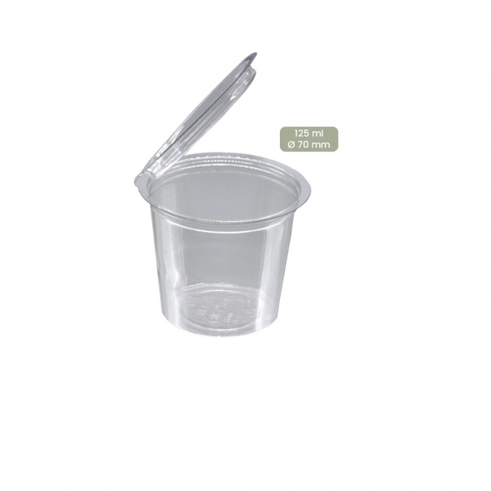 Dressingbecher - Saucenbecher 125ml mit anhängendem Deckel (PET), 102-01-0253