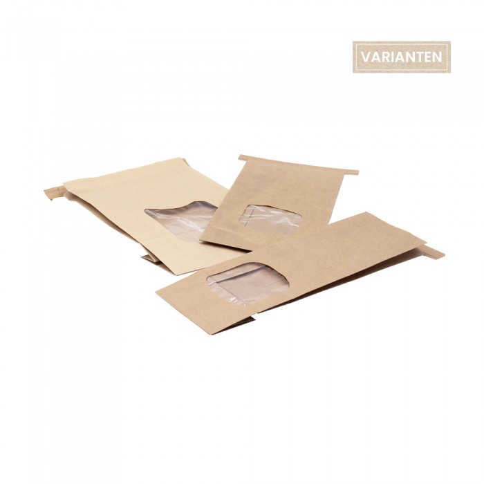 BIO Blockbodenbeutel mit Fenster aus Papier 200-07-0072, 200-07-0073, 200-07-0115