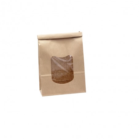 BIO Blockbodenbeutel mit Fenster aus Papier 200-07-0073