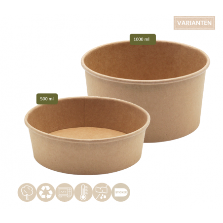 BIO Menü- und Salatbecher rund für Kaltes aus Papier 102-02-0054 und 102-02-0055