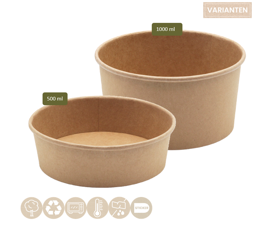 BIO Menü- und Salatbecher rund für Kaltes aus Papier 102-02-0054 und 102-02-0055