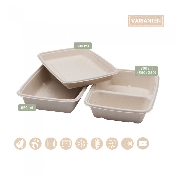 BIO Menüschale eckig für Kalte & Warmes (BePULP) 104-01-0167, 104-05-0168, 104-01-0170