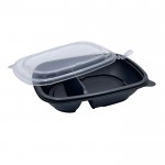 Mehrweg Schale ungeteilt und 2 geteilt für Kaltes & Warmes (PP) schwarz - ab 100 Stk.