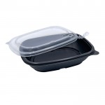 Mehrweg Schale ungeteilt und 2 geteilt für Kaltes & Warmes (PP) schwarz - ab 100 Stk.