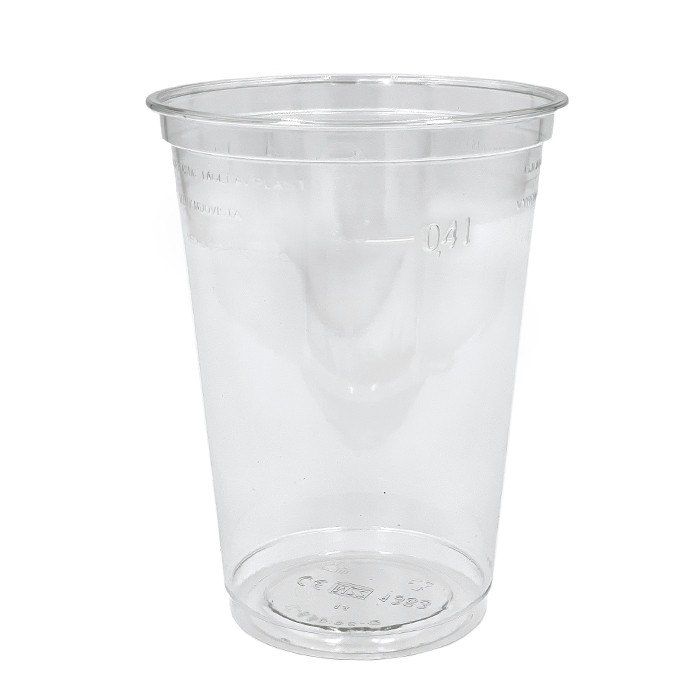 Shakebecher und Getränkebecher mit Absatz und Füllstrich aus rPET, 400 ml, 103-01-0003