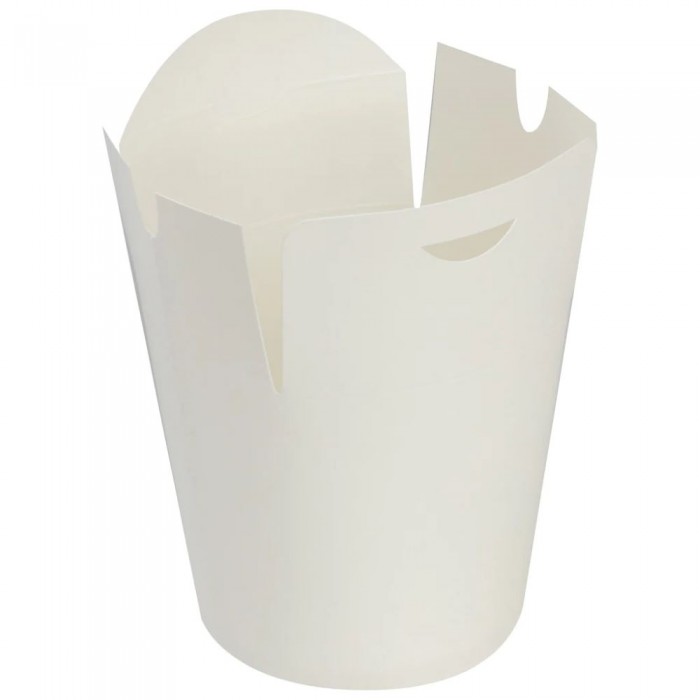 BIO Foodbox mit Faltdeckel rund aus Papier, weiß 105-02-0025