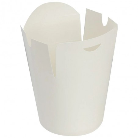 BIO Foodbox mit Faltdeckel rund aus Papier, weiß 105-02-0025