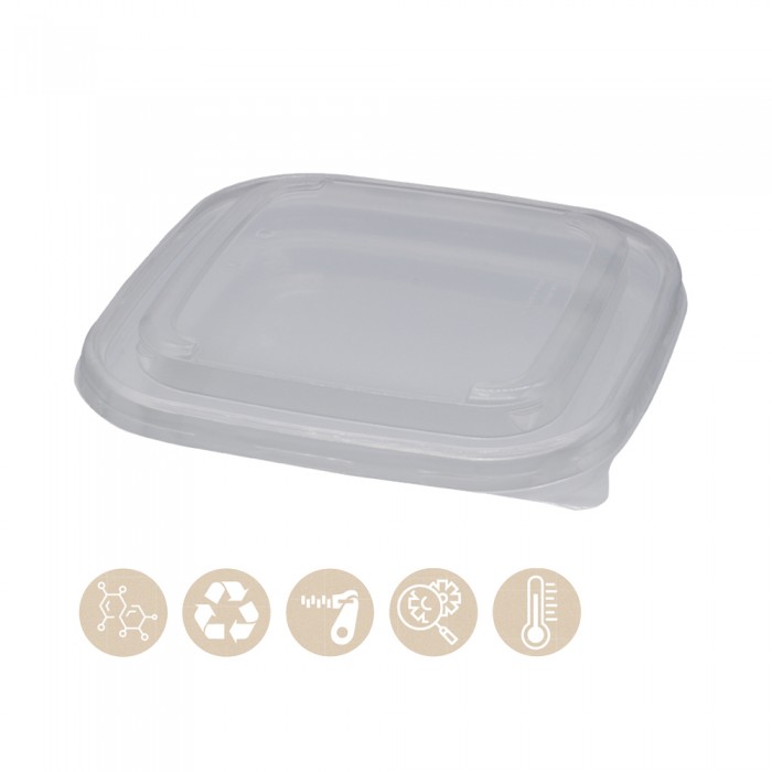 PP - Deckel für Bio Menüschale quadratisch aus PULP, Kaltes & Warmes 104-01-0213