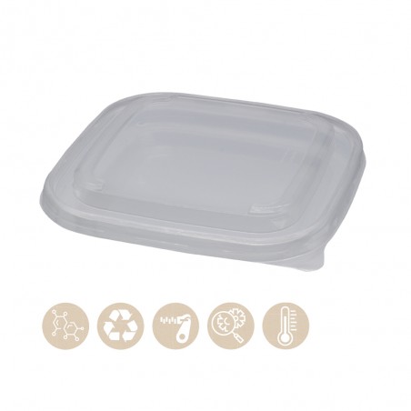 PP - Deckel für Bio Menüschale quadratisch aus PULP, Kaltes & Warmes 104-01-0213