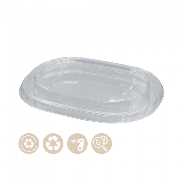 rPET - Deckel für BIO Menüschale oval aus BePULP für Kaltes 104-01-0217
