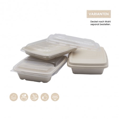BIO Menüschale eckig für Kalte & Warmes (BePULP) 104-01-0167, 104-05-0168, 104-01-0170 mit Deckel BePULP, PP und rPET