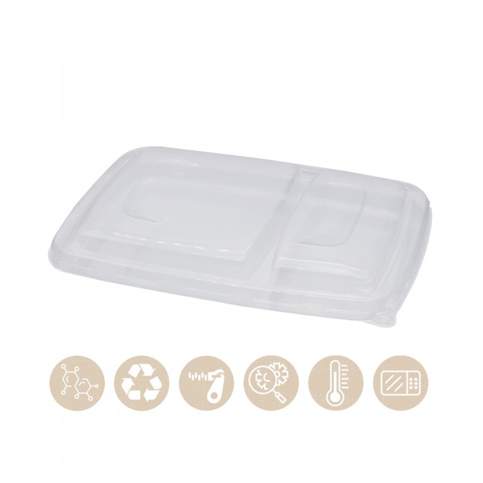 PP-Deckel für BIO Menüschale BePULP eckig 2teilig 104-02-0054