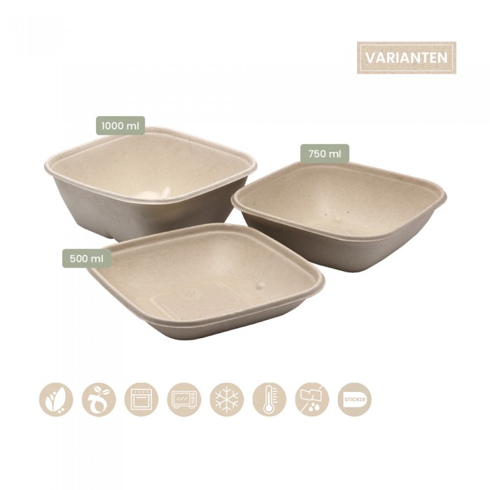 BIO Menüschale quadratisch für Kalte & Warmes (PULP) 104-01-0140, 104-05-0140, 104-01-0141
