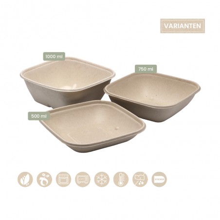 BIO Menüschale quadratisch für Kalte & Warmes (PULP) 104-01-0140, 104-05-0140, 104-01-0141