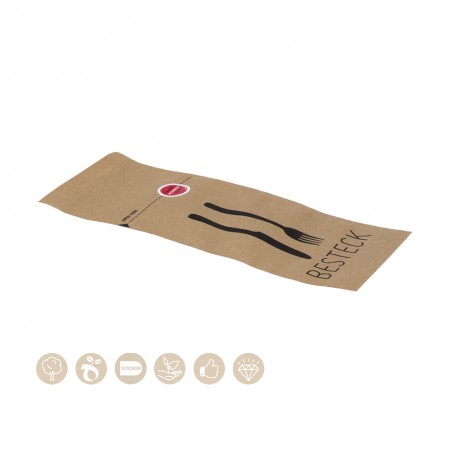 108-06-0043 Bestecktasche aus Papier mit Selbstklebestreifen und Aufreißperforation