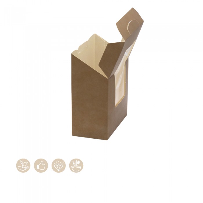 BIO Box für Wraps und Tortillas mit Sichtfenster aus Papier 105-01-0190