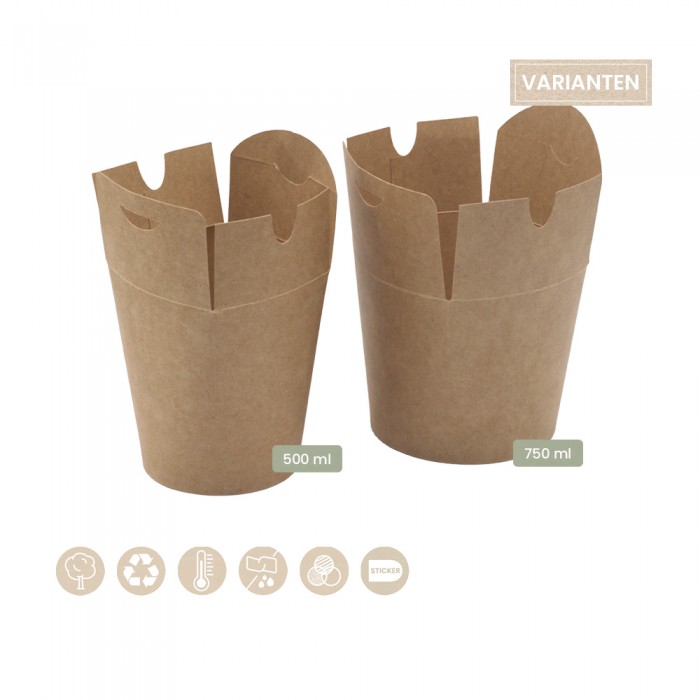 BIO Foodbox mit Faltdeckel rund aus Papier 105-02-0024, 105-02-0026