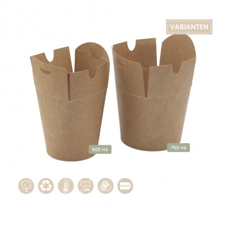 BIO Foodbox mit Faltdeckel rund aus Papier 105-02-0024, 105-02-0026