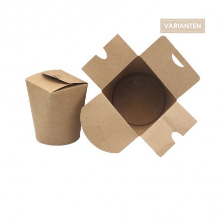 BIO Foodbox mit Faltdeckel rund aus Papier 105-02-0024, 105-02-0026